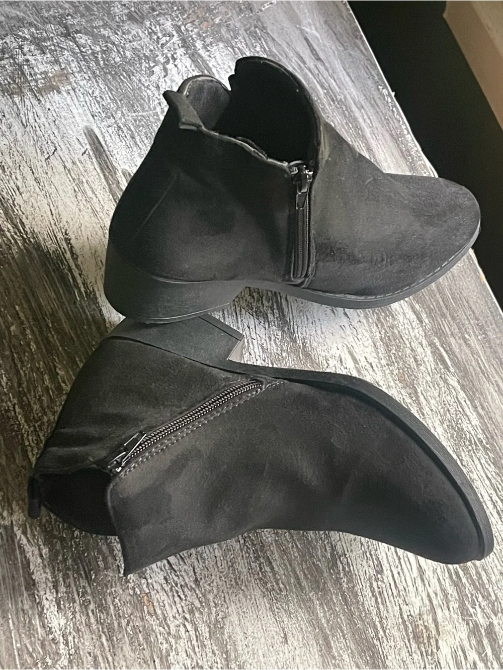 Women’s Black Suede Ankle Booties — Classic Slip-On Style